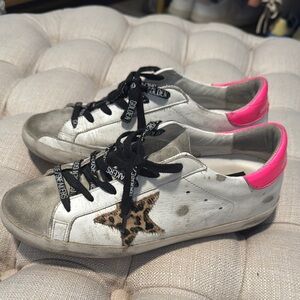 Golden Goose Women's White and Pink Sneakers